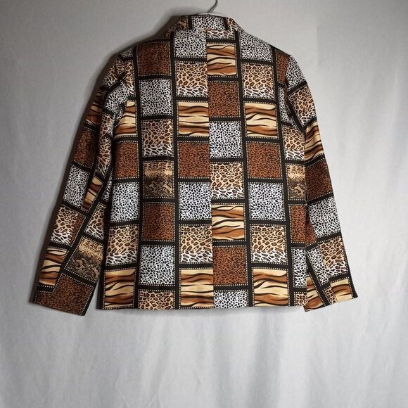 Silkland Jacket 100% Silk Women's 6 Leopard Print Lightweight Retro Classic - Picture 4 of 6